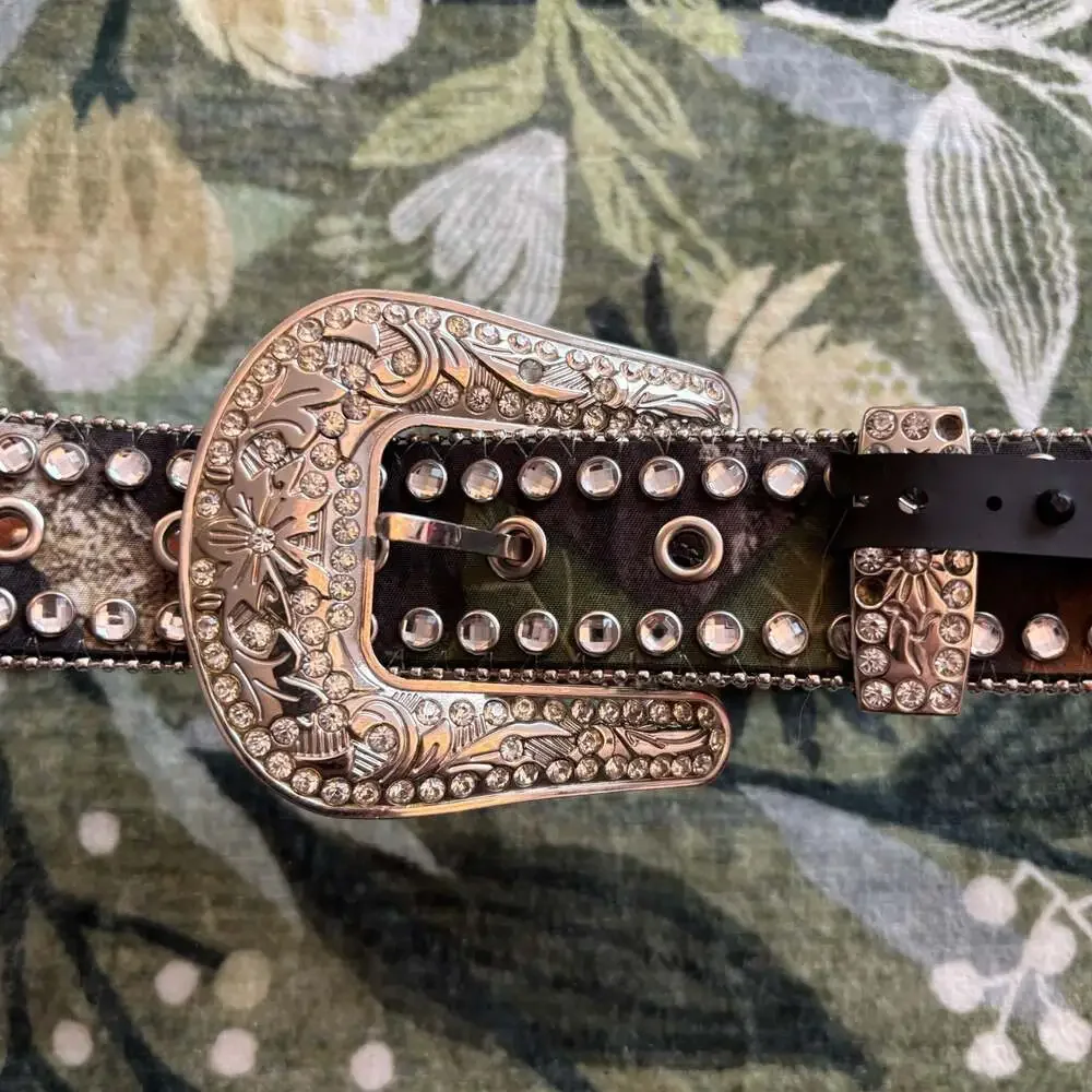 Blazin Roxx Camo Rhinestone Western Belt Size Small Y2K McBling